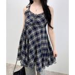 ワンピース シアーチェックイレヘムチュニックワンピース