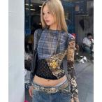 ショッピングパッチワーク tシャツ パッチワークデザインシアートップス レディース