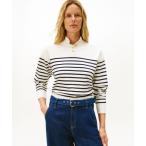 ニット セーター ジャージーゴールドボタンモックネックセーター レディース