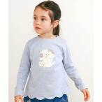 ショッピング長袖tシャツ tシャツ アニマルクマウサギイヌネコモチーフパッチ刺しゅう裾スカラップTシャツ(80~130cm) キッズ 子供服 女の子