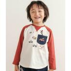 ショッピングＴシャツ tシャツ 「お揃い」はたらくくるま恐竜刺しゅう胸ポケット付きラグランTシャツ(80~130cm) キッズ 子供服 男の子