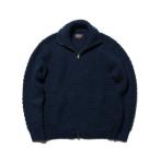 セーター ニット ポップコーン パターン フルジップ ニット メンズ