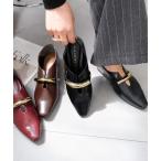 ショッピングローヒール パンプス ソフトスクエア ゴールドモチーフ ローヒール バブーシュ