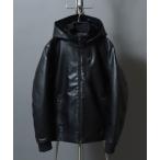 ブルゾン アウター Faux Leather Hooded Jacket with Boa Lining/フェイクレザー フーデッド裏ボアジャケット/