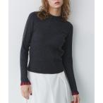 ニット セーター 袖フリルハイネックリブ