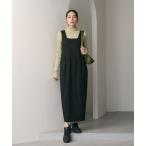 ワンピース 「WEB限定 Wardrobe DAILY MINIMAL」ウールライクメランジ スクエアネックワンピース ウォッシャブル