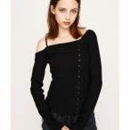 tシャツ ASYMMETRY BUTTON TOPS アシンメトリー ボタン トップス 長袖 秋服 レディース