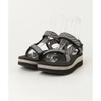 「Teva」 ストライプ柄フラットサンダル 24cm ブラック レディース