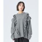 ショッピングハート ニット セーター オーバー フリル ニット プルオーバー レディース