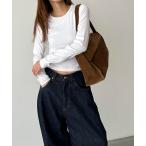 tシャツ El mar　コットンレーヨンリブロングTシャツ レディース