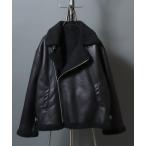 ムートンジャケット ムートンコート Faux shearling biker jacket/ フェイクムートン 裏ボア ダブルライダース ジャケット