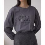 tシャツ メタリックパーツプリントロングTシャツ レディース