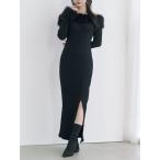 ショッピングファー ワンピース フェイクファーオフショルロングワンピース