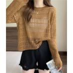 ニット セーター メッシュ編みクロ