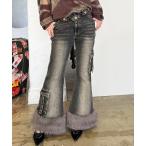 ジーンズ デニム デニムパンツ ファーデニムパンツ レディース