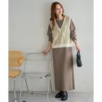 ワンピース フリンジベスト付ニットワンピース