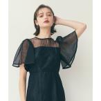 ドレス ボリュームフレアスリーブフラワーレースロングタイトパーティードレス　結婚式　お呼ばれ　ドレス　20代 30代 40代