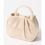 ハンドバッグ 2WAYパールハンドルサテンハンドバッグ