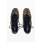 ショッピングレオパード パンプス レオパード柄 レースアップ フラットシューズ