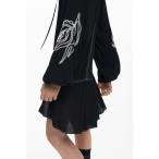 ショッピングパフスリーブ ワンピース パフスリーブ刺繍入りワンピース ブラック