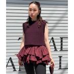 ニット セーター 「セット」フリルチュニック/ニットベスト/ペプラム風トップス レディース