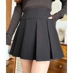 スカート 厚手TPUカットジョーゼットワイドプリーツミニスカパン