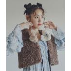 ベスト ジレ リボン付きボアベスト レディース