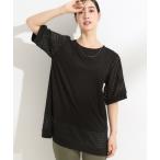 ショッピングひんやり チュニック 「ひんやり/S-LL/洗える」シアーチェックが涼やか 5分袖チュニック