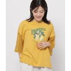 tシャツ 袖フレアメッシュフルーツTシャツ レディース