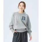 ニット セーター スウェットライク ロゴ刺繍 ニット レディース