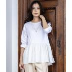 tシャツ 「洗える」スムースコンビペプラム カットソー レディース