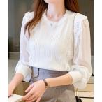 ブラウス シャツ レース切り替え袖