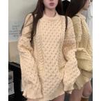 ニット セーター アラン柄ニットチ