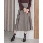 スカート 2025秋冬新作 チェック柄タックフレアスカート