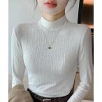 tシャツ ハイネックリブトップス レ