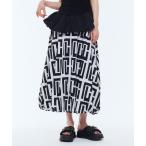スカート 「WEB限定」モノトーン柄スカート　バルーン　ロング丈