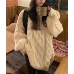 ニット セーター 太ケーブル編みニ