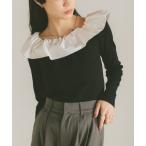 tシャツ バイカラーフリルリブトップス/２WAY/オフショル着用可能 レディース