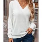 tシャツ ワイドリブＶネックトップ