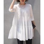 ショッピングティアード ブラウス シャツ 「後ろ姿も美しく」ティアードチュニック/オフィスカジュアル レディース