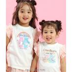 tシャツ 「ケアベア×SLAP SLIP」イラストプリントサイド切り替え袖フリルTシャツ(80~130cm) キッズ 子供服 男の子 女の子
