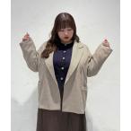 ショッピングチャーム ジャケット テーラードジャケット 「大きいサイズ」チャーム付きツイードライクゴールドダブルボタンジャケット レディース