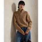 ニット セーター ケーブル ウールカシミヤ ハーフジップ セーター レディース
