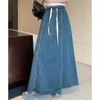 デニムスカート 切替 フレア デニム ロング スカート