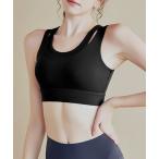スポーツブラ ソリッドカラー フェイクレイヤード ホック付き ブラトップ