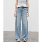 ジーンズ デニム デニムパンツ 「tageechita」グラデーション×ラインストーン デニムワイドパンツ レディース