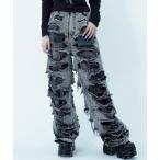 ショッピングダメージ ジーンズ デニム デニムパンツ 「REFLEM/レフレム」レイヤードクラッシュデニムパンツ レディース メンズ