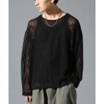  свитер вязаный LAND MUSEUM| квадратное сетка TOP мужской 