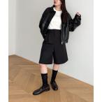パンツ El mar シングルタックハーフパンツ レディース