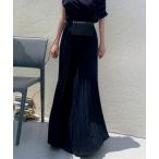 スカート 優雅なプリーツマキシスカート